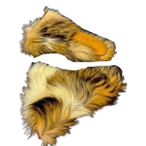 Antique Beaver Fur & Leather Trapper Mittens Size Small Pile Lined Preowned